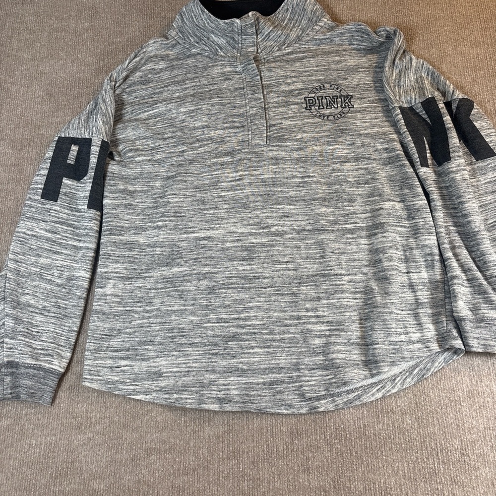 Gray Quarter-Zip Pullover with Black Lettering 1165